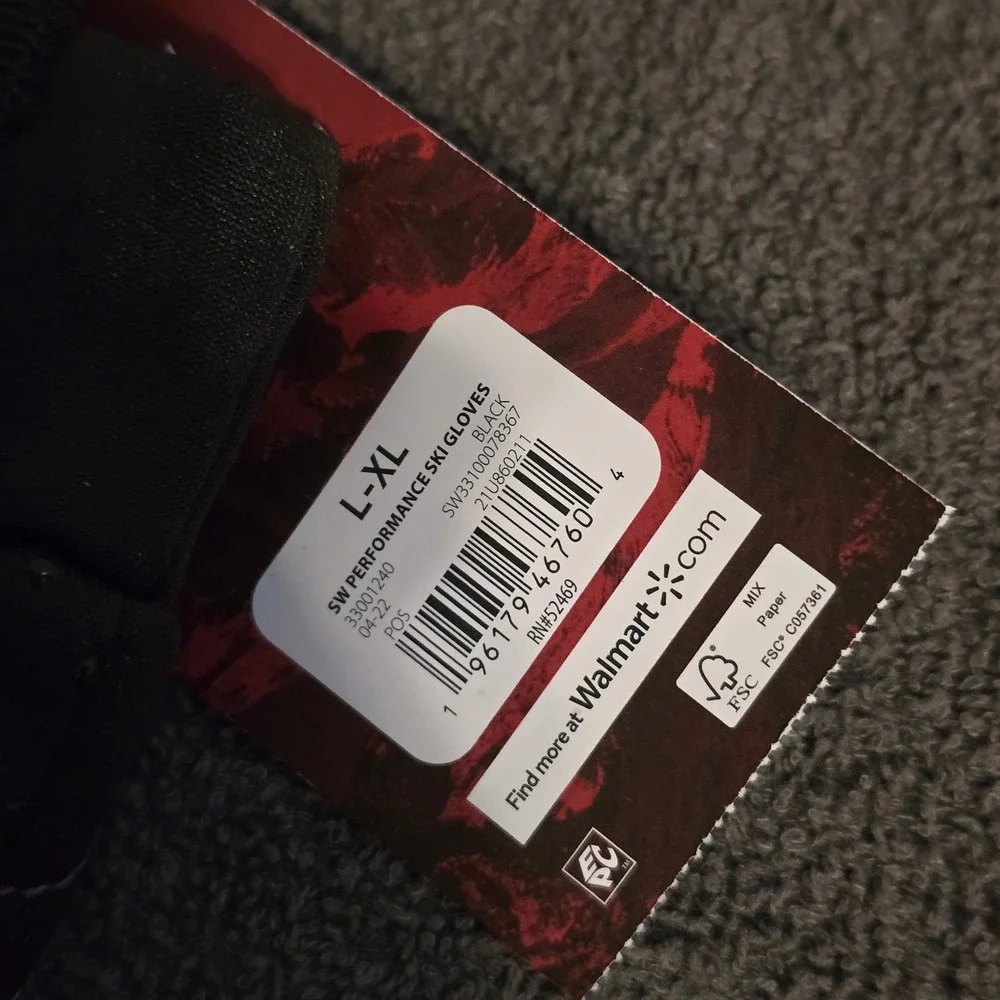 Swiss Tech Performance Ski Gloves Kids L-XL Black Rainbow Touchscreen Grip NWT